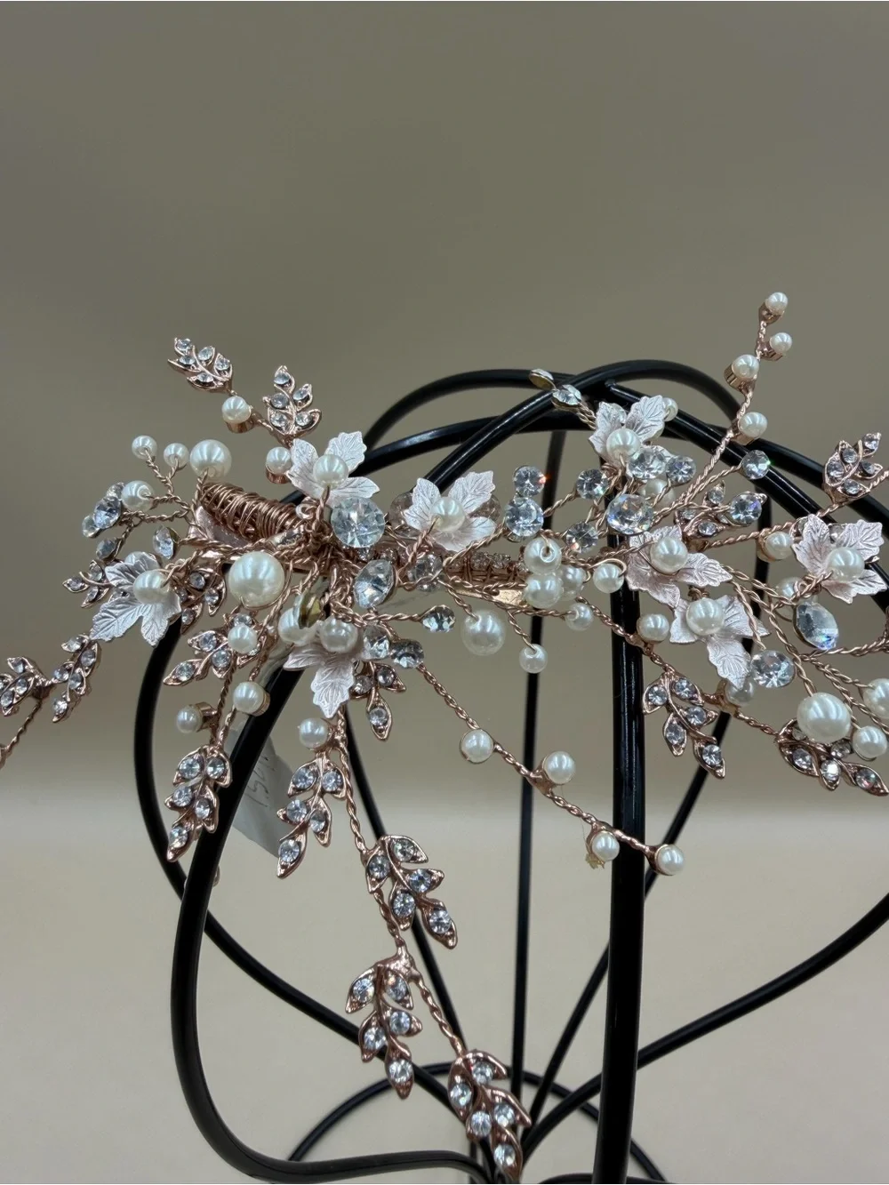 Rose Gold Pearl Crystal Bridal Hair Clip Floral Wedding Barrette NWT
